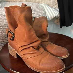 Antelope Tan Slouchy Ankle Boots